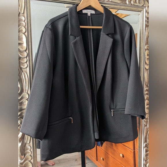 89th & Madison black blazer with zipper pocket 2x - Picture 1 of 4